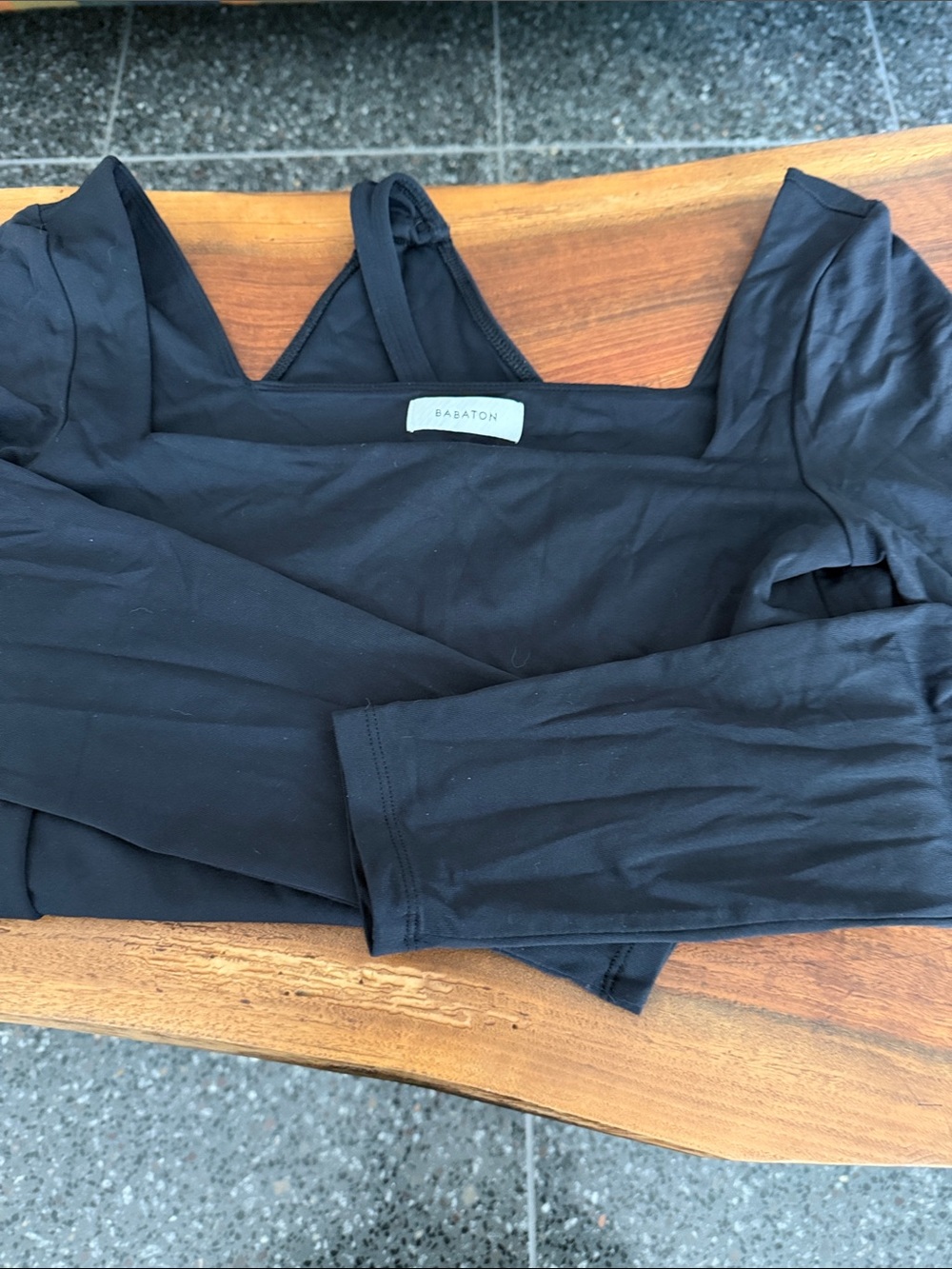Babaton Black Square Neck Long Sleeve Top